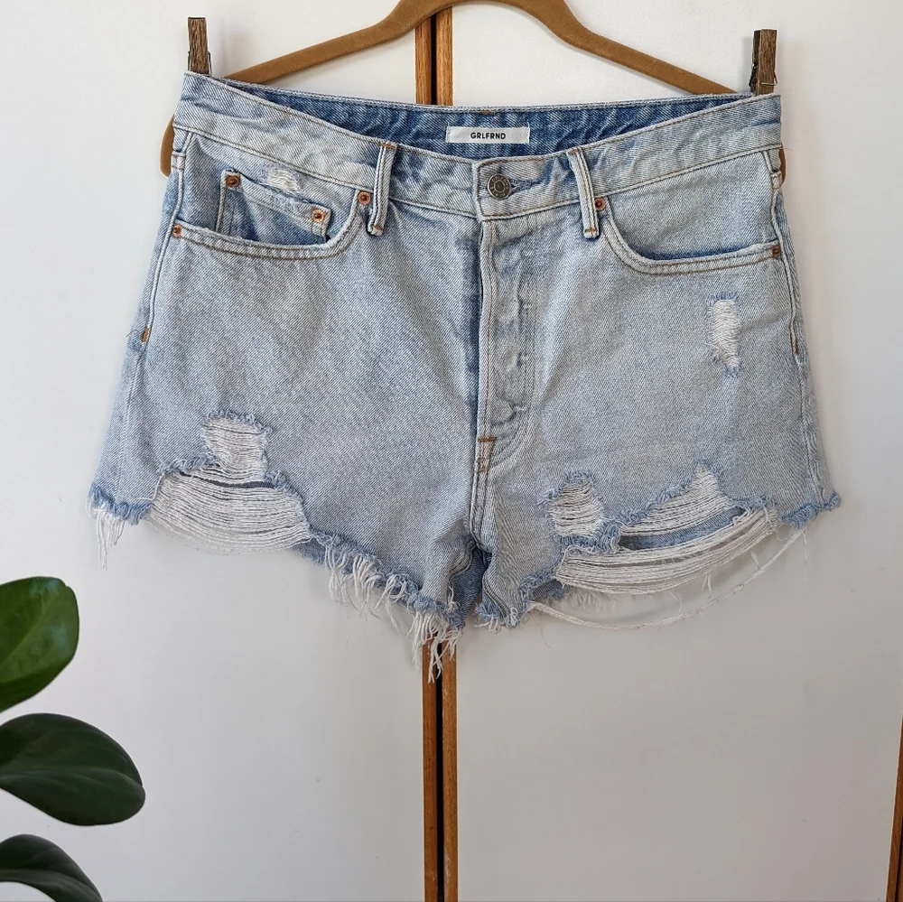 GRLFRND Helena Jean Shorts 28 High Rise Cut Off  Kiki Distressed
